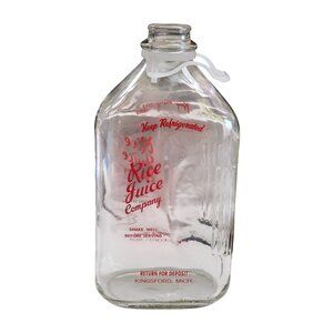 Vintage Rice Juice Company Kingsford Michigan Advertising Glass Bottle
